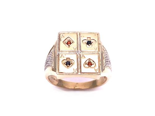 9ct Yellow Gold Diamond Cards Ring