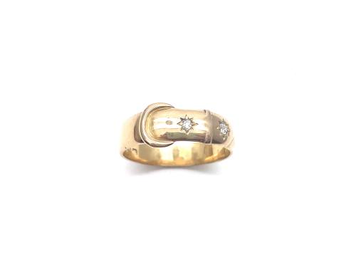 18ct Yellow Gold Diamond Buckle Ring