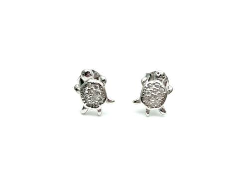 Silver CZ Turtle Stud Earrings