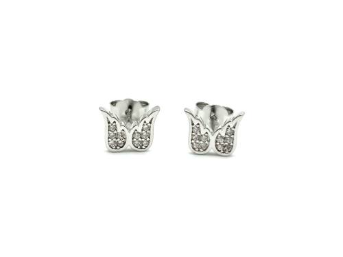 Silver CZ Angel Wing Stud Earrings