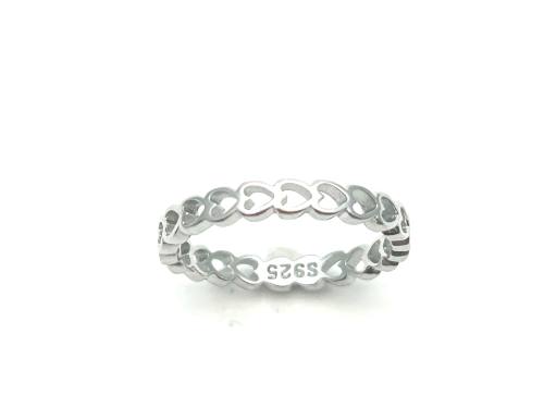 Silver Cut Out Hearts Band Ring