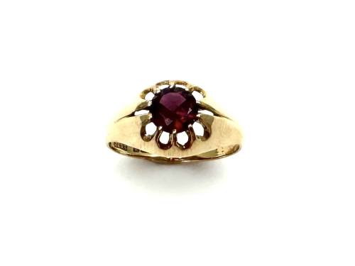 9ct Yellow Gold Garnet Solitaire Ring