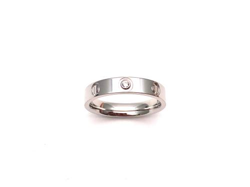 Silver CZ Screw Design Band Ring