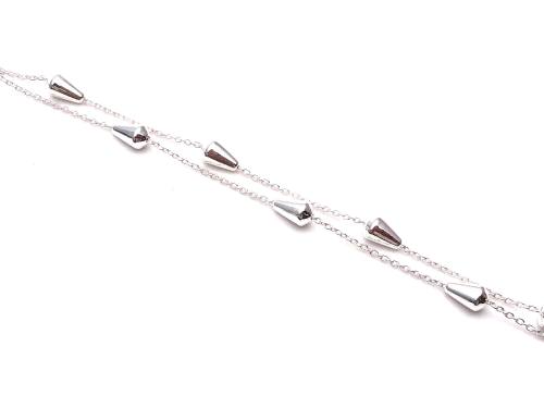 Silver Double Row Fancy Bracelet 7-7.5 Inch