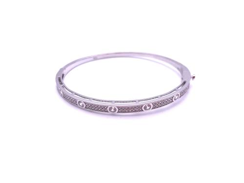 Silver CZ Fancy Bangle