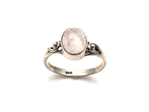 Silver Rose Quartz Ring Size T