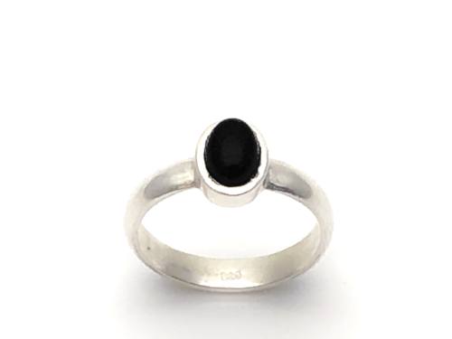 Silver Oval Onyx Ring Size O