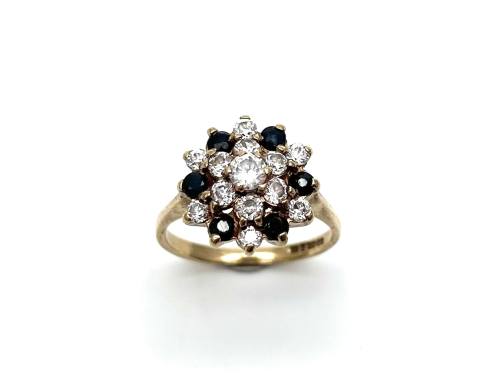 9ct Yellow Gold Sapphire & CZ Ring