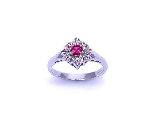 9ct White Gold Spinel & Diamond Ring