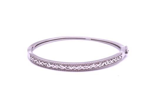 Silver CZ Fancy Bangle