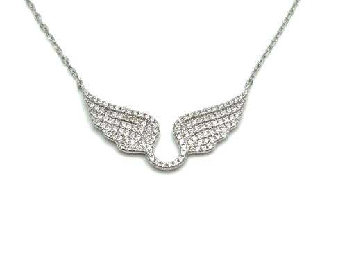 Silver CZ Angel Wings Necklet