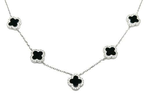 Silver Onyx & CZ Multi Cover Necklet