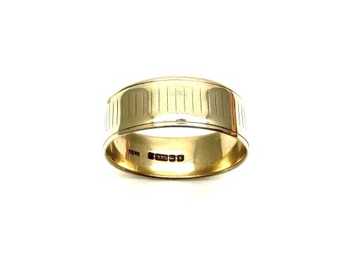 9ct Yellow Gold Patterned Wedding Ring