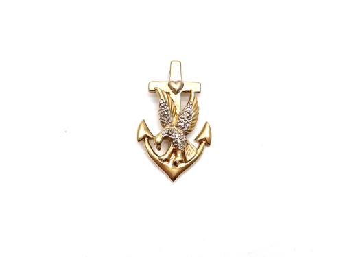 9ct Yellow Gold Diamond Eagle Pendant