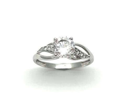 9ct White Gold CZ Solitaire Ring