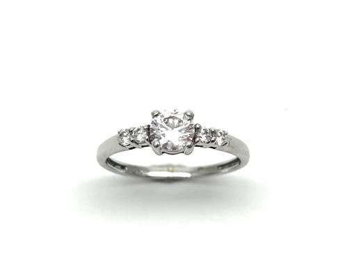 9ct White Gold CZ Solitaire Ring