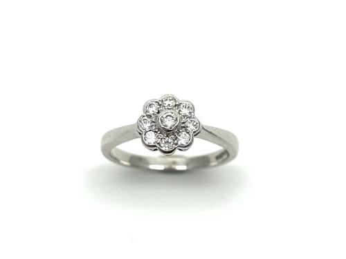 9ct White Gold CZ Flower Ring