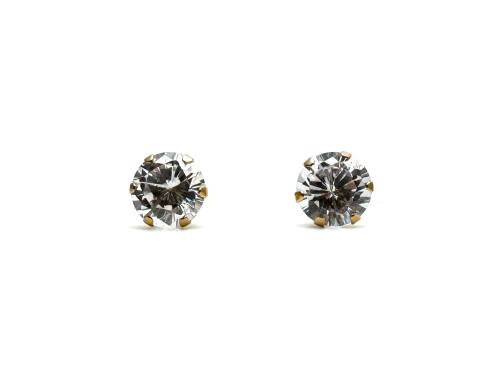 9ct Yellow Gold CZ Solitaire Earrings