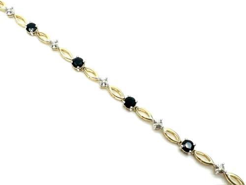 9ct Yellow Gold Sapphire & Diamond Bracelet