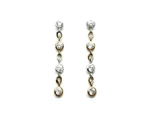 9ct Gold 2 Colour Drop Earrings