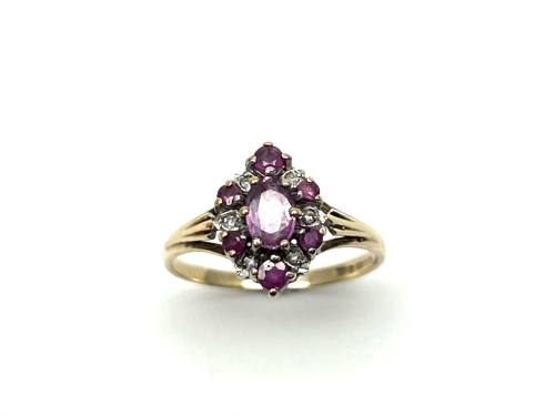 9ct Yellow Gold Ruby & Diamond Ring