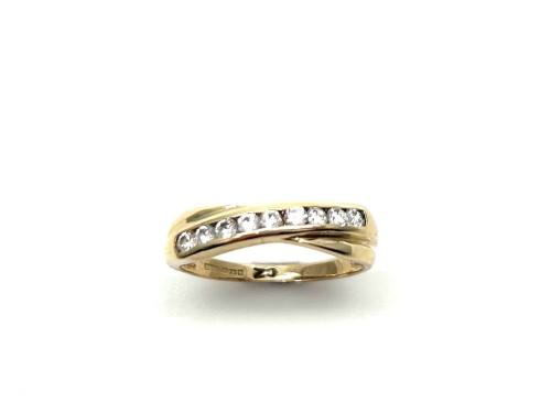 9ct Yellow Gold CZ Crossover Ring