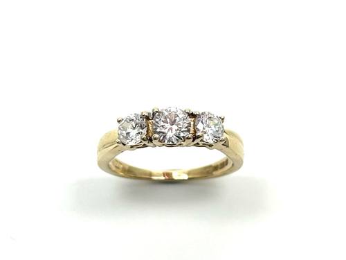 9ct Yellow Gold CZ 3 Stone Ring