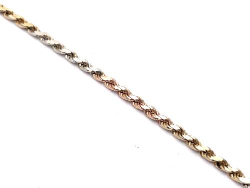 9ct 3 Colour Gold Solid Rope Bracelet