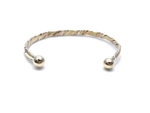 9ct 3 Colour Gold Childs Torque Bangle