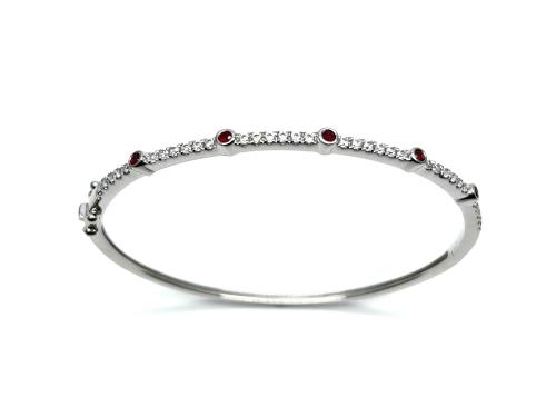 Silver Ruby & CZ Bangle