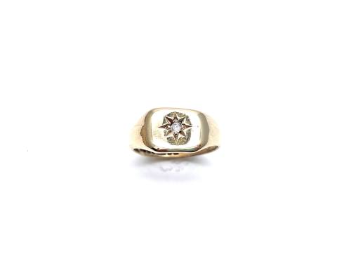 9ct Yellow Gold Diamond Signet Ring