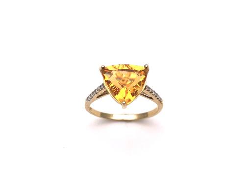 9ct Citrine & Diamond Solitaire Ring