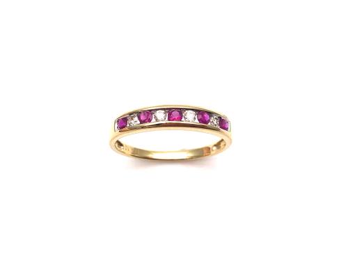 18ct Yellow Gold Ruby & Diamond Eternity Ring