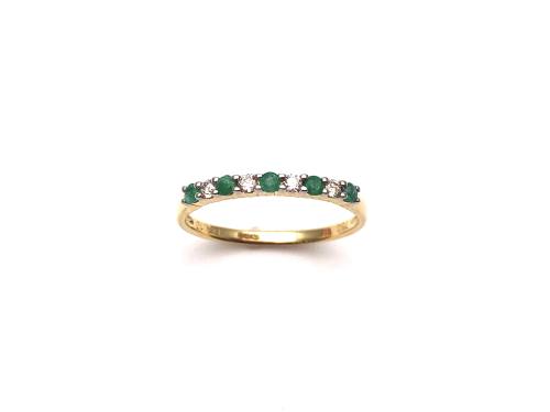 18ct Yellow Gold Emerald & Diamond Eternity Ring