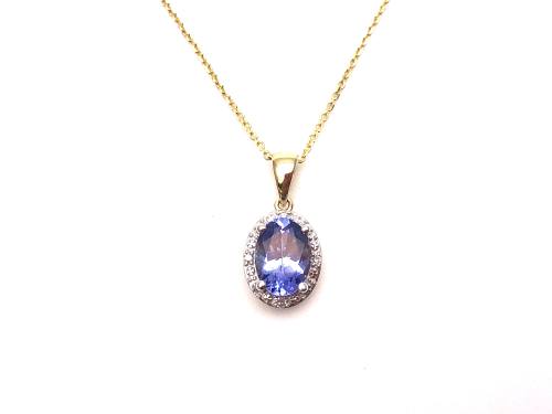 9ct Yellow Gold Tanzanite Pendant and Chain