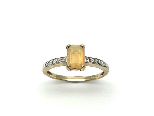 9ct Yellow Gold Opal & Diamond Ring