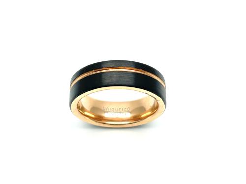 Tungsten Carbide Rose & Black IP Plating Ring