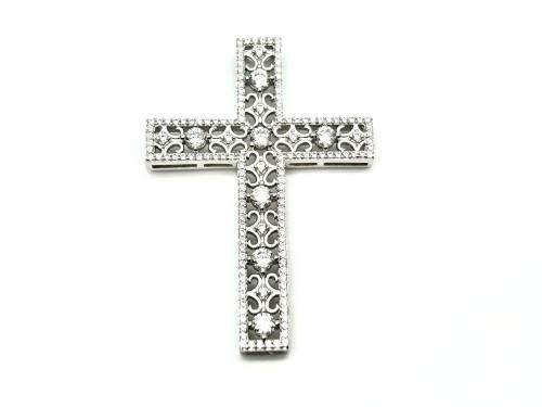 Silver CZ Cluster Cross Pendant