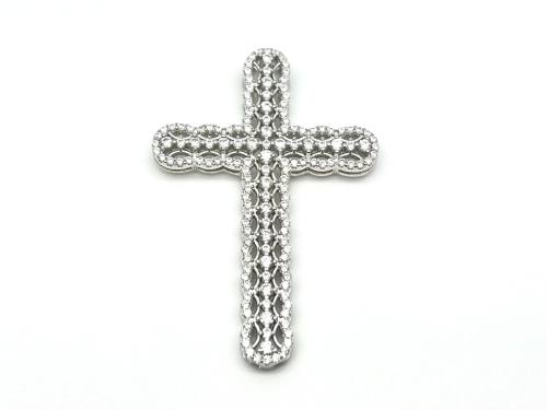 Silver CZ Fancy Cross Pendant