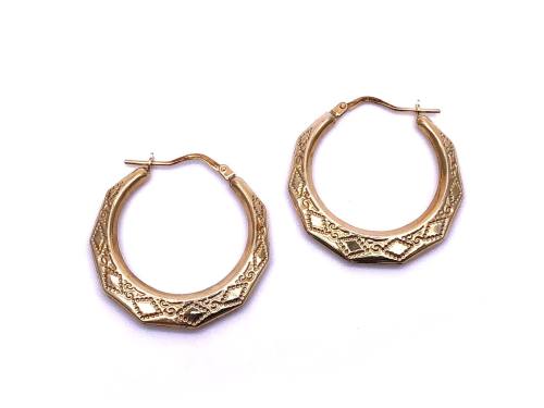 9ct Gold Round Creole Hoop Earrings