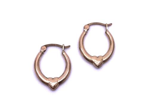 9ct Yellow Gold Heart Hoop Earrings