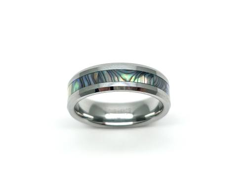 Tungsten Carbide & Abalone Shell Inaly Ring