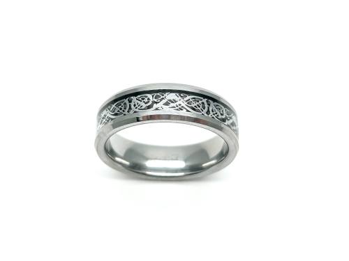 Tungsten Carbide Black Celtic Carbon Fibre Ring