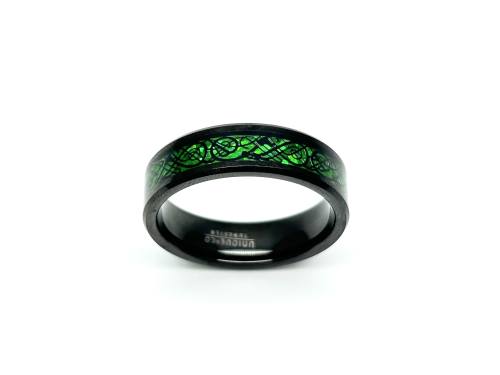 Tungsten Carbide & Green Carbon Fibre Celtic Ring