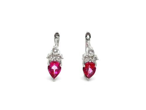 Silver Pink Topaz & CZ Earrings