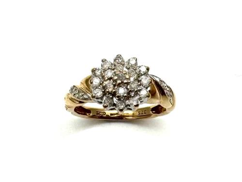 9ct Yellow Gold Diamond Cluster Ring