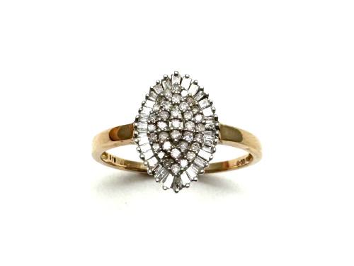 9ct Diamond Marquise Cluster Ring