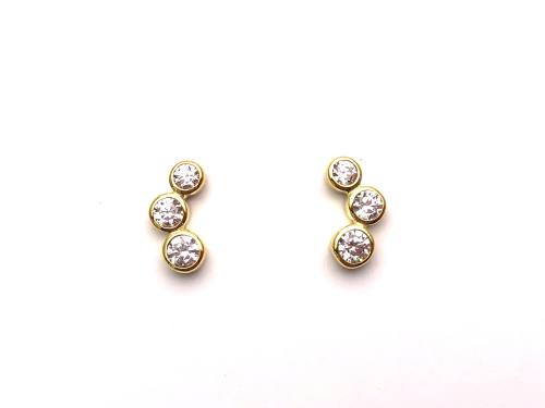 9ct Yellow Gold CZ Stud Earrings