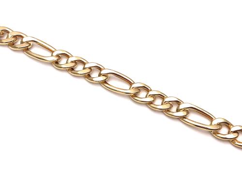 9ct  Figaro Semi Solid Bracelet