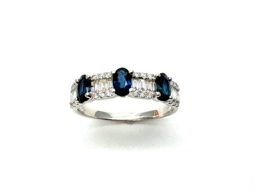 9ct White Gold Sapphire & Diamond Eternity Ring